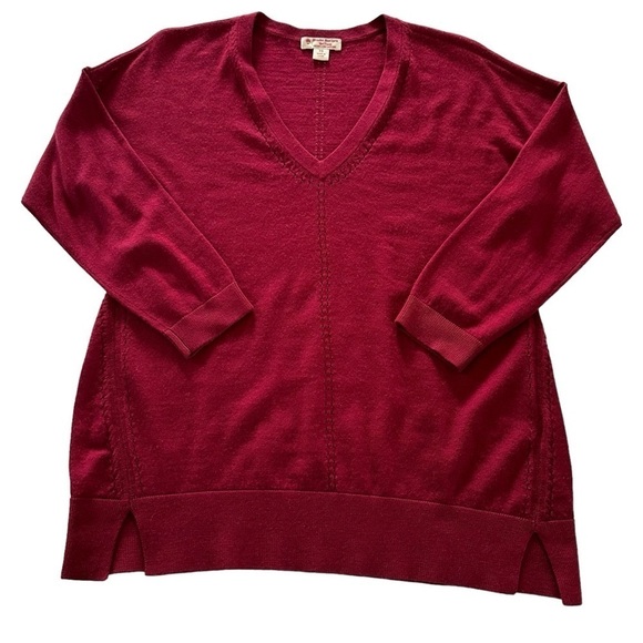 BROOKS BROTHERS RED FLEECE BURGUNDY FINE MERINO WOOL V-NECK SWEATER SIZE XS - Picture 4 of 12